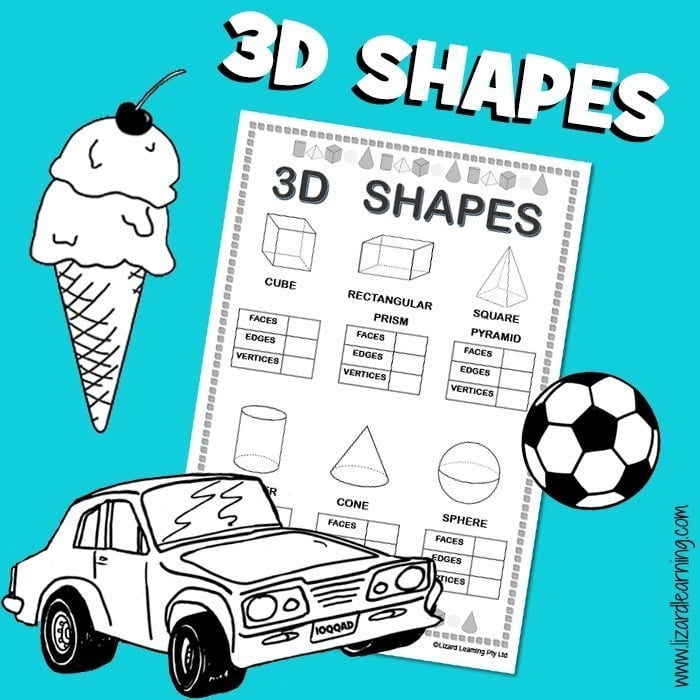 3D Shapes - Vertices, Faces, Edges - Worksheet