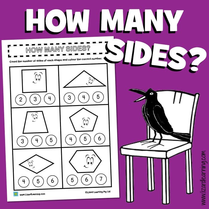 2D Shapes - How Many Sides? - Worksheet
