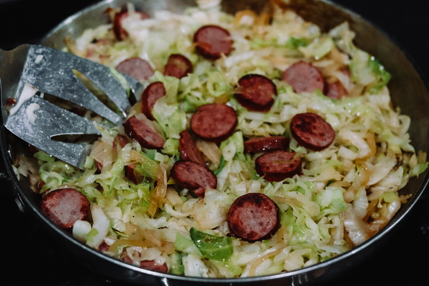 Keto Garlic Cabbage and Sausage