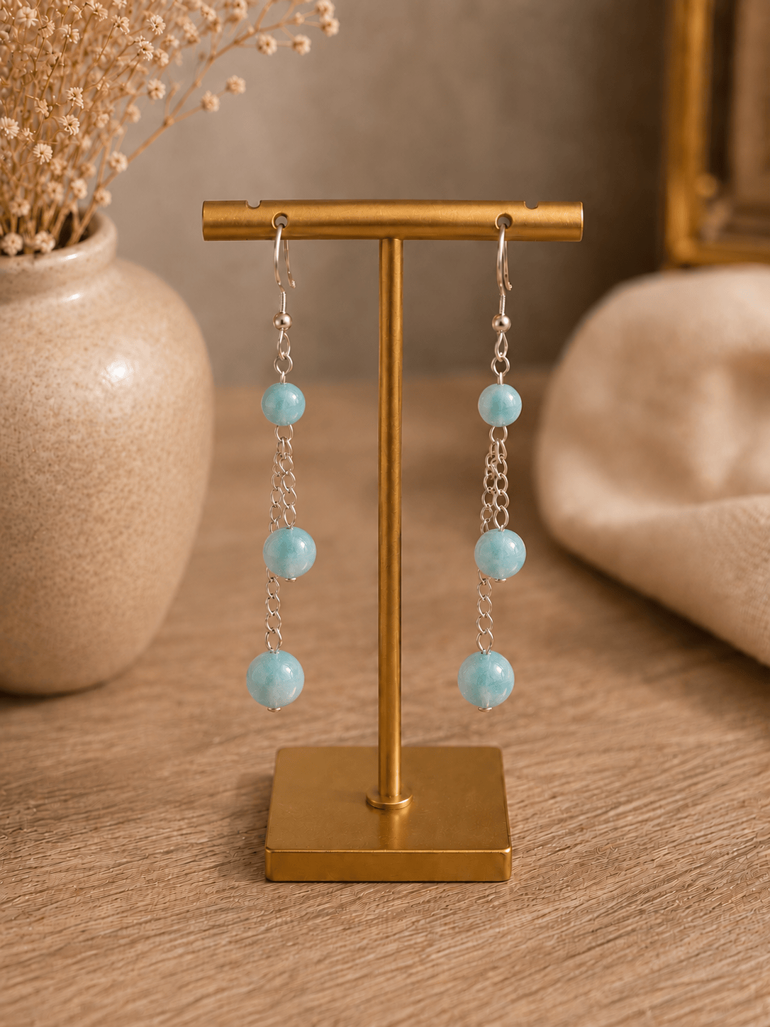 Gouttes d’Azur – Boucles d'oreilles en amazonite – LJ Paris Collection