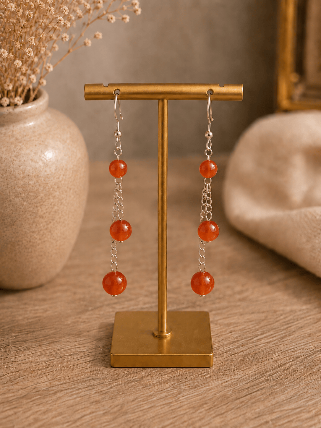 Gouttes de Feu – Boucles d'oreilles en cornaline – LJ Paris Collection