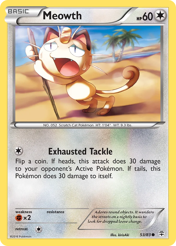 Meowth (나옹) - 53/83 - XY - Generations - Lightly Played - (영문판)