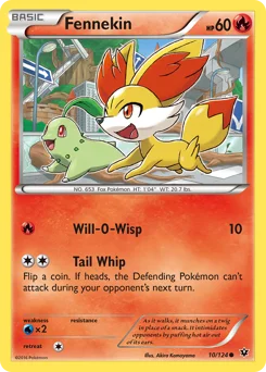 Fennekin (푸호꼬) (Pokemon League) (Reverse Holo) - 10/124 - XY - Fates Collide - Near Mint - (영문판)