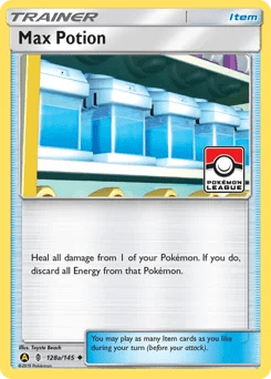 Max Potion (풀회복약) (Pokemon League) (Reverse Holo) - 128/145 - Sun & Moon - Guardians Rising - Near Mint - (영문판)