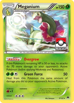 Meganium (메가니움) (Pokemon League) (Reverse Holo) - 3/122 - XY - BREAKpoint - Near Mint - (영문판)