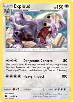 Exploud (폭음룡) (Reverse Holo) - 119/168 - Sun & Moon - Celestial Storm - Near Mint - (영문판)