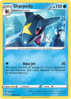 Sharpedo (샤크니아) (Normal) - 12/73 - Sword & Shield - Champion's Path - Near Mint - (영문판)