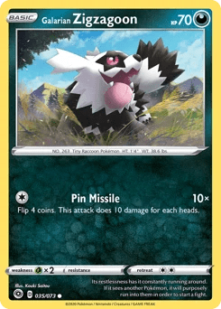 Galarian Zigzagoon (지그제구리) (Normal) - 35/73 - Sword & Shield - Champion's Path - Near Mint - (영문판)