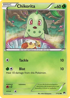 Chikorita (치코리타) (Reverse Holo) - 1/122 - XY - BREAKpoint - Near Mint - (영문판)