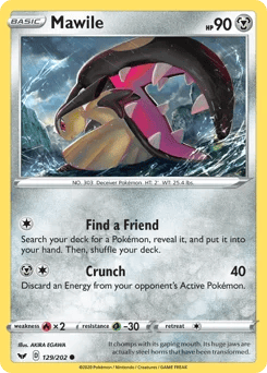 Mawile (입치트) (Normal) - 129/202 - Sword & Shield - Sword & Shield - Near Mint - (영문판)
