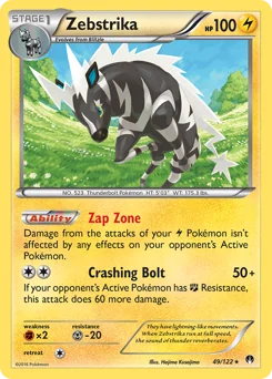 Zebstrika (제브라이카) (Normal) - 49/122 - XY - BREAKpoint - Near Mint - (영문판)