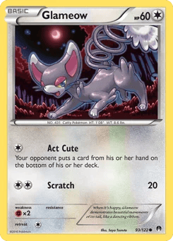 Glameow (나옹마) (Reverse Holo) - 93/122 - XY - BREAKpoint - Near Mint - (영문판)