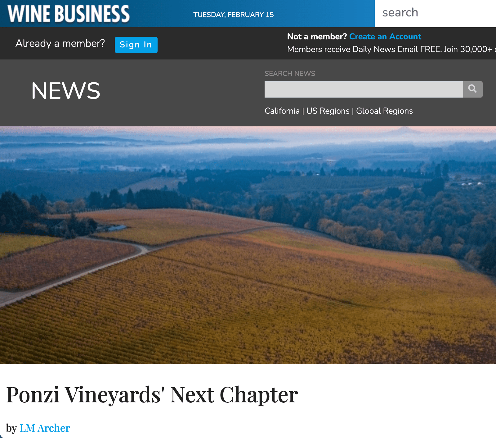 Champagne Bollinger purchased Willamette Valley's Ponzi Vineayards in April 2021.