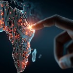 Illustration showing artificial intelligence, digital payments, electric vehicles, robotics, blockchain, cybersecurity, and smart technologies shaping Africa's digital future.