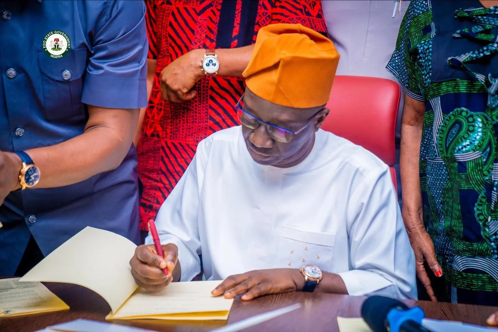 Edo State Governor Monday Okpebholo During An Official Government Event Following The Suspension Of Two Livestock Sector Officials.