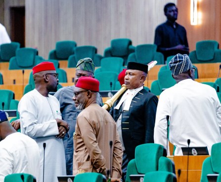 Nigerian Politicians At A Political Gathering Illustrating The Growing Trend Of Party Defections Ahead Of Elections.
