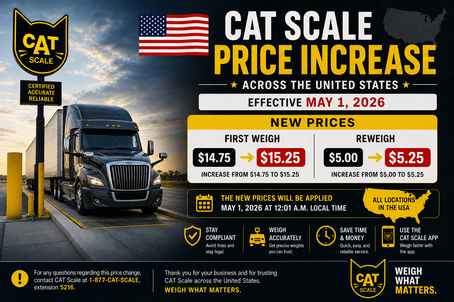 CAT Scale Price Increase in the USA: What Truck Drivers Need to Know in 2026