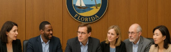 Board sitting at a dais
