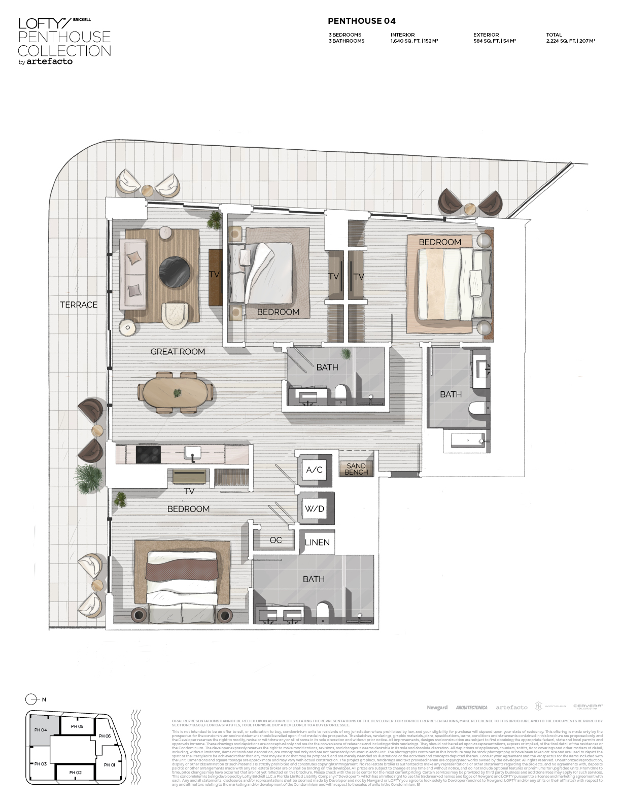 Penthouse 04 (3BR, City View) floor plan
