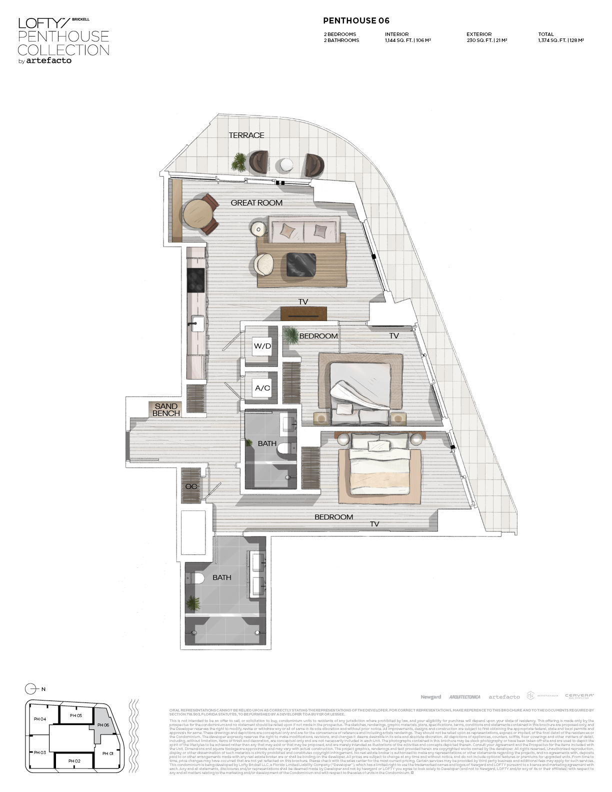 Penthouse 06 (2BR, Water View) floor plan