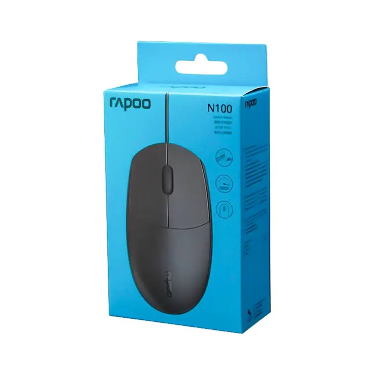 RAPOO N100 Optical Mouse – Best Budget USB Wired 1600 DPI Office Mouse