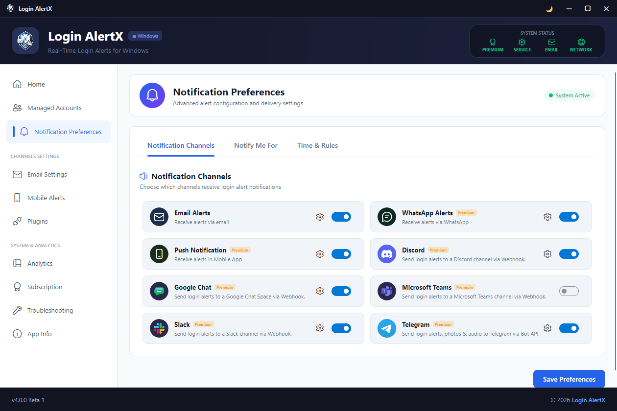 Login AlertX - Alert Channels