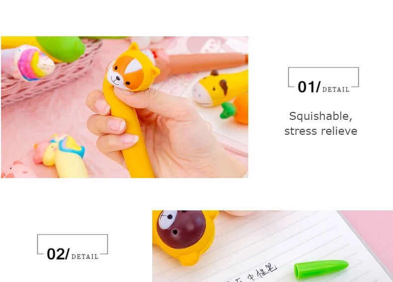 Kawaii Animals Stress Relieve Squishy Gel Pen