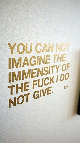 You can't imagine the immensity of the F I do not give.