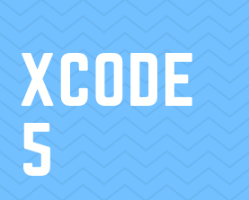 The words xcode 5 on a blue background image