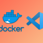 Docker and VSCode logos on an orange background