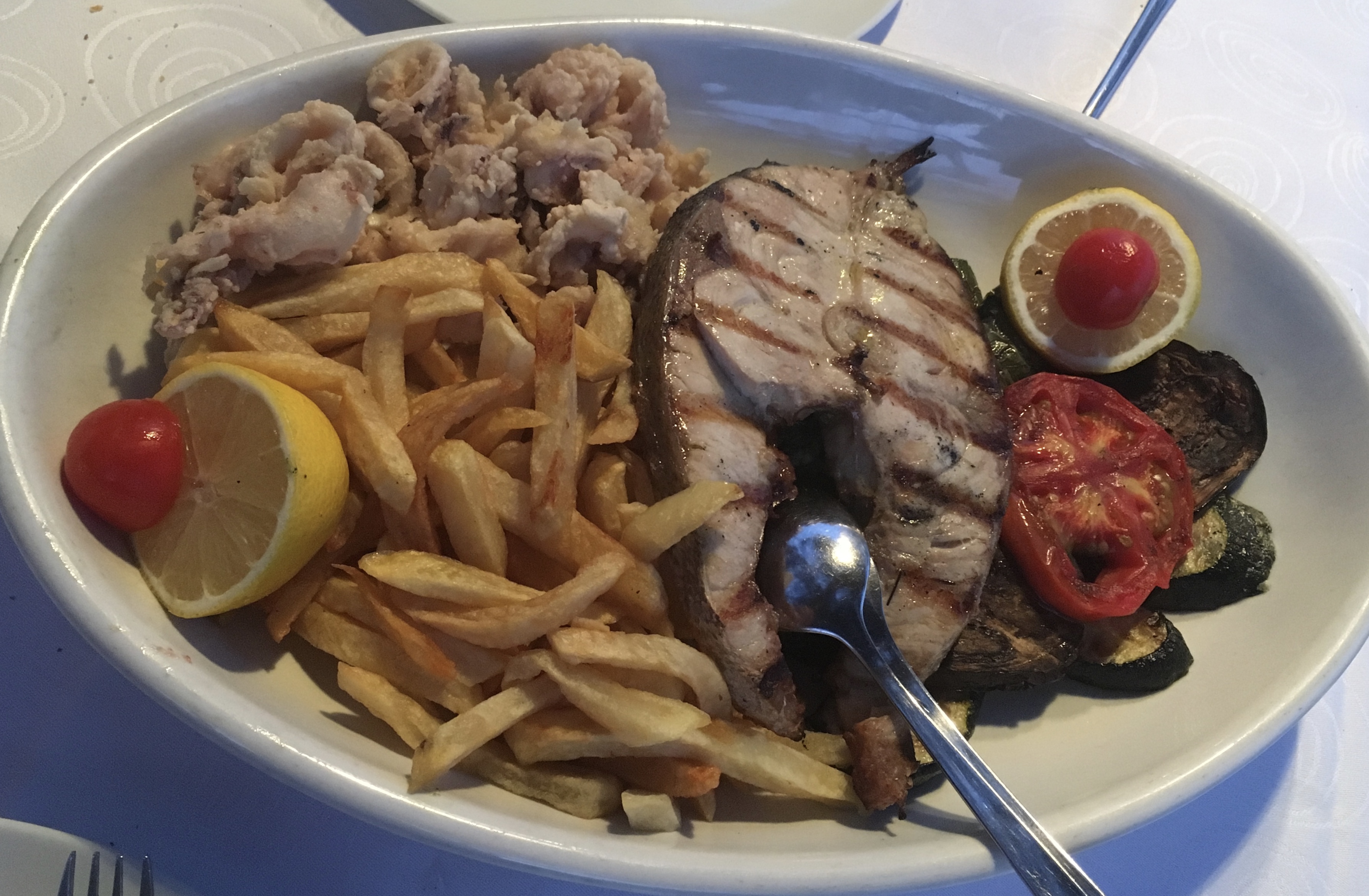 Swordfish and calamari dinner!