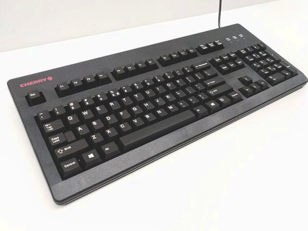 A low angle view of the Cherry MX Board Silent showing its full width