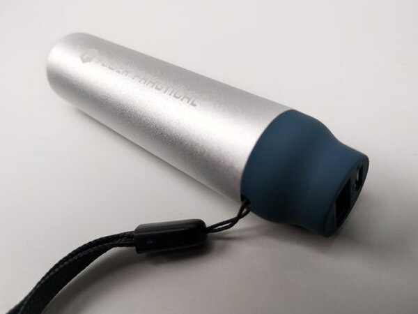 The Lithium 3400 battery pack standing on its end with its lanyard visible