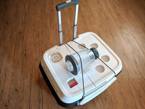 Bungee secured around cooler