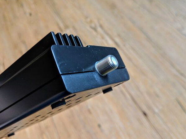Coaxial connector on the end of the Mohu AirWave Power Bridge