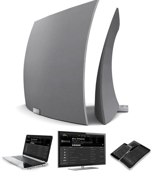 Mohu promotional image showing AirWave streaming to a laptop, TV, tablet, and phone