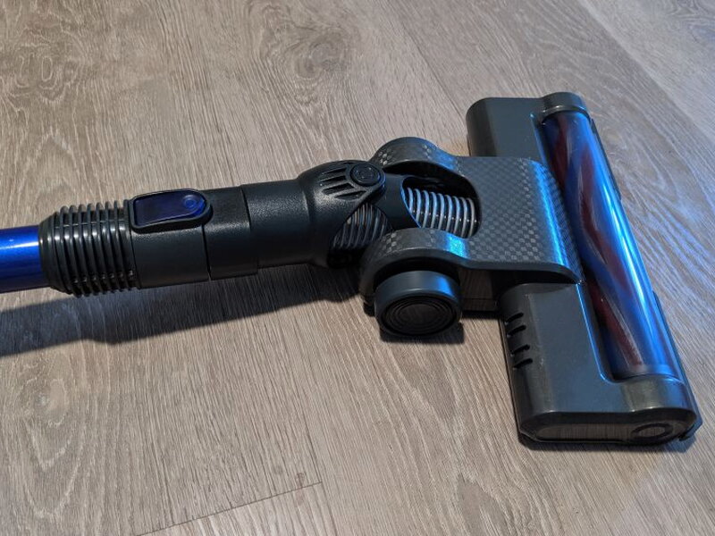 The extension tube and powered floor brush turn the handheld unit into a stick vacuum.