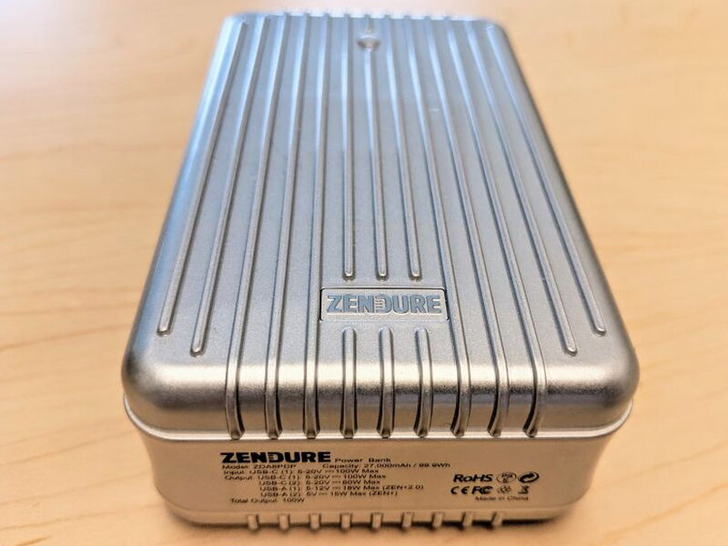 The back of the SuperTank lists the model information, capacity, input, and output ratings.