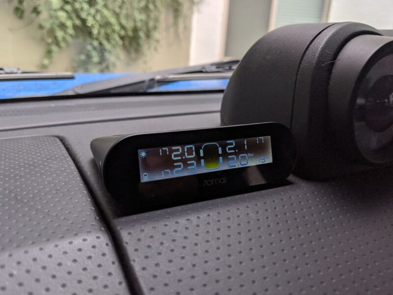 The in car display shows pressure in bar and temperature in Celsius during testing.