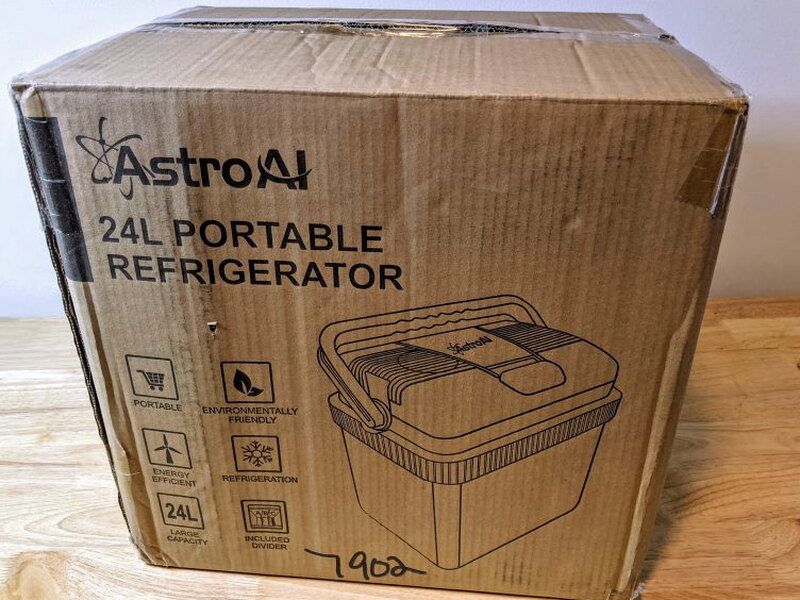 The AstroAI 24L Portable Refrigerator shipping box.