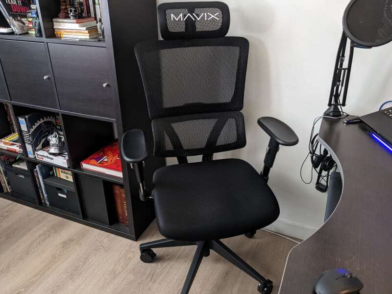 The finished chair, back at the desk.