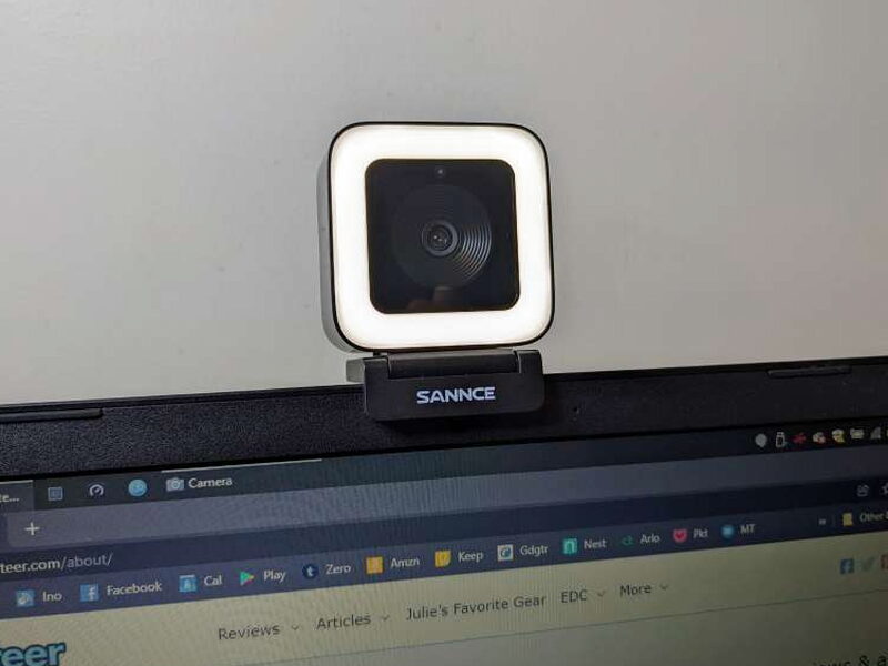 The webcam centered on the laptop display for normal video calls.