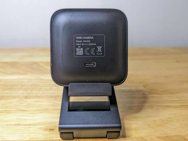 The rear of the webcam and base shows the support ledge.