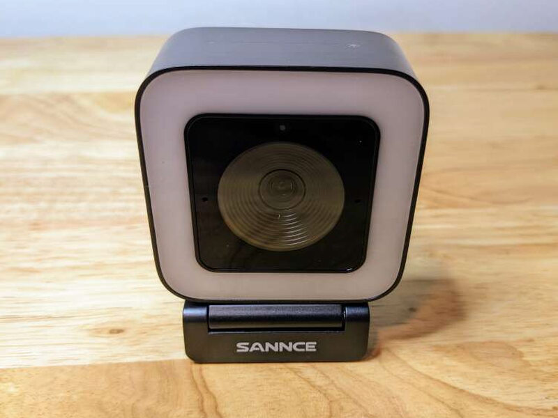 The webcam seated on the magnetic base in landscape orientation.