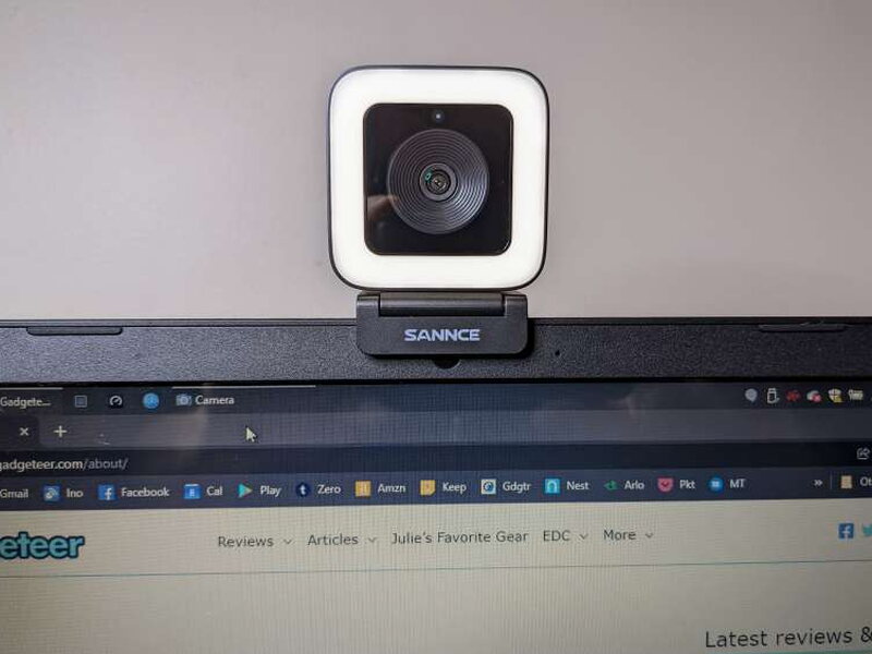 The webcam mounted on top of a laptop display.