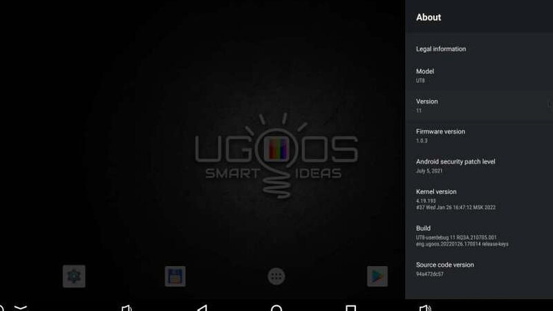 UT8 Pro about screen