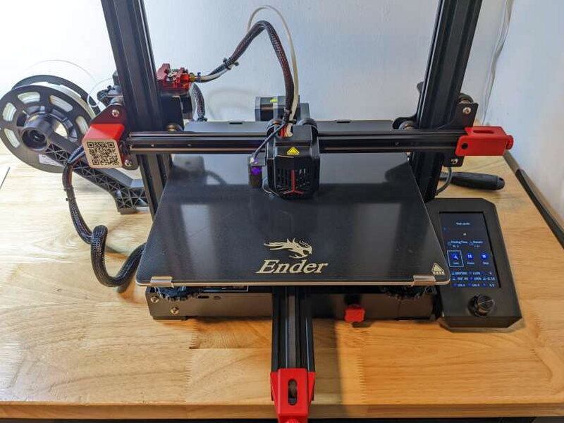 The Ender 3 Max Neo printing the bundled rabbit model.