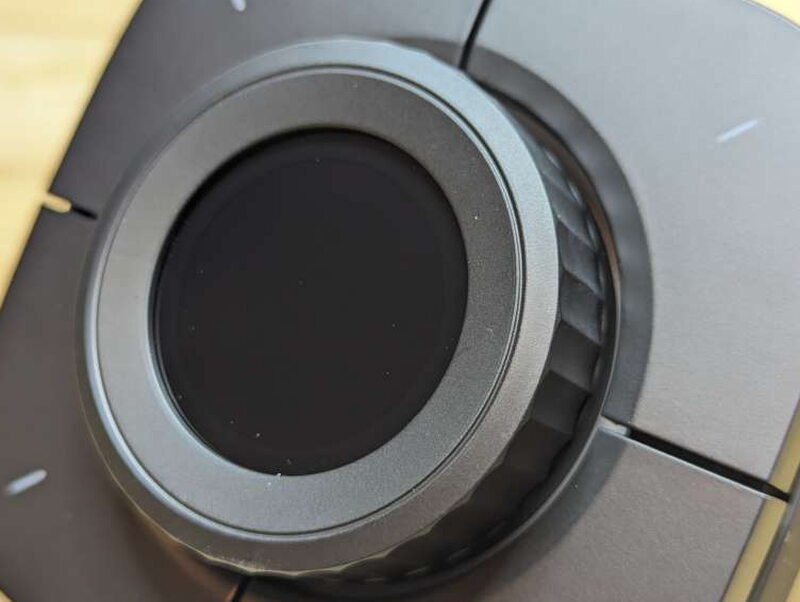 The centerpiece: a big, round TFT LCD screen nestled inside the oversized clickable dial, ringed by a thin multicolor LED strip.