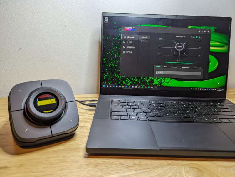 The desktop app’s keyboard and PC info tabs, on a Windows laptop. After the app is installed, you can tweak the Colo Play as much or as little as you want, going deep into macro setup or just leaving everything on the defaults.