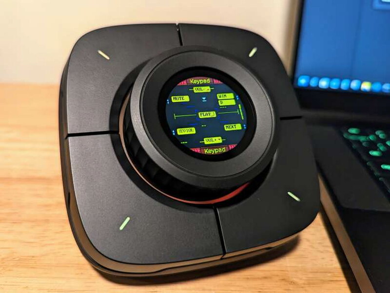 The Keypad app, mapping the four buttons and dial to media controls like mute, play, volume, and next.